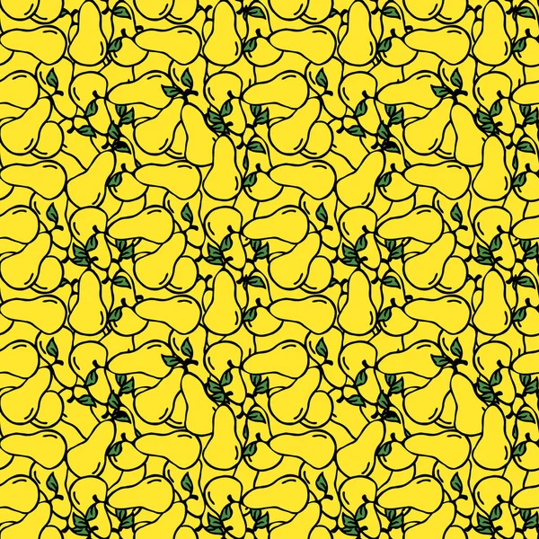Bezproblémový Vzor Žlutými Ikonami Hrušek Barevné Pozadí Hrušky Doodle Vektorová — Stockový vektor