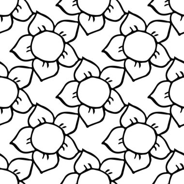 Kusursuz çiçek vektör deseni. Beyaz arka planda çiçek desenli karalama vektörü. Klasik çiçek deseni, tatlı elementler projeniz, menünüz, kafe dükkanınız için arka plan