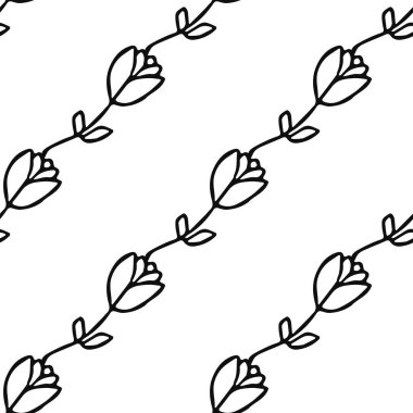 Kusursuz çiçek vektör deseni. Beyaz arka planda çiçek desenli karalama vektörü. Klasik çiçek deseni, tatlı elementler projeniz, menünüz, kafe dükkanınız için arka plan