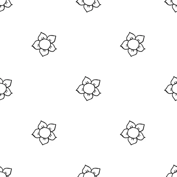 Seamless Floral Vector Pattern Doodle Vector Floral Pattern White Background — Vetor de Stock
