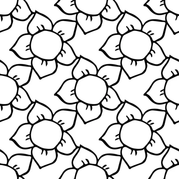 Seamless Floral Vector Pattern Doodle Vector Floral Pattern White Background —  Vetores de Stock