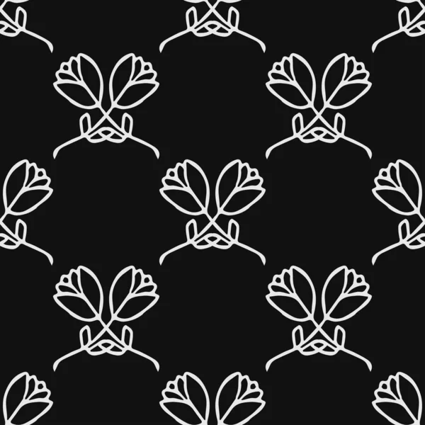 Seamless Floral Vector Pattern Doodle Vector Floral Pattern Black Background — Stockvektor