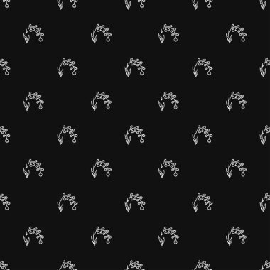 Kusursuz çiçek vektör deseni. Siyah arka planda çiçek desenli karalama vektörü. Klasik çiçek deseni, tatlı elementler projeniz, menünüz, kafe dükkanınız için arka plan