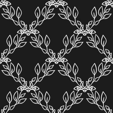 Kusursuz çiçek vektör deseni. Siyah arka planda çiçek desenli karalama vektörü. Klasik çiçek deseni, tatlı elementler projeniz, menünüz, kafe dükkanınız için arka plan