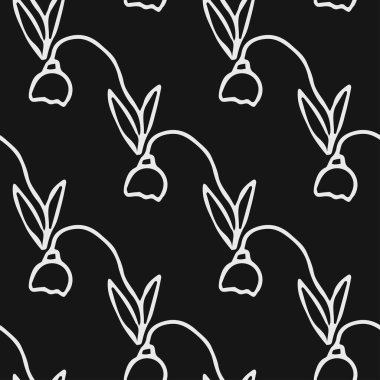 Kusursuz çiçek vektör deseni. Siyah arka planda çiçek desenli karalama vektörü. Klasik çiçek deseni, tatlı elementler projeniz, menünüz, kafe dükkanınız için arka plan