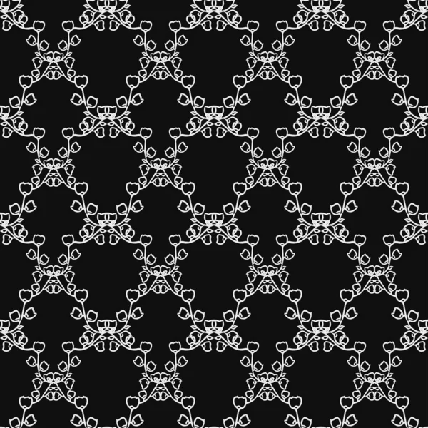 Seamless Floral Vector Pattern Doodle Vector Floral Pattern Black Background — Stockvector