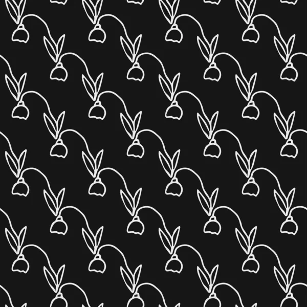 Kusursuz çiçek vektör deseni. Siyah arka planda çiçek desenli karalama vektörü. Klasik çiçek deseni, tatlı elementler projeniz, menünüz, kafe dükkanınız için arka plan