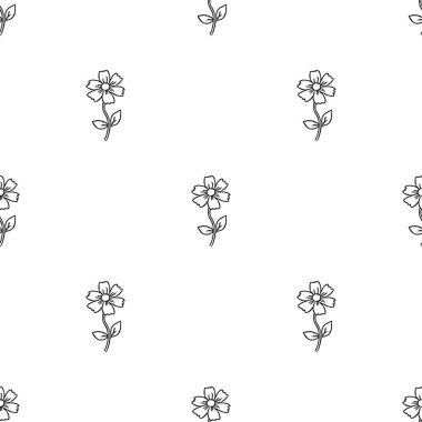 Kusursuz çiçek vektör deseni. Beyaz arka planda çiçek desenli karalama vektörü. Klasik çiçek deseni, tatlı elementler projeniz, menünüz, kafe dükkanınız için arka plan