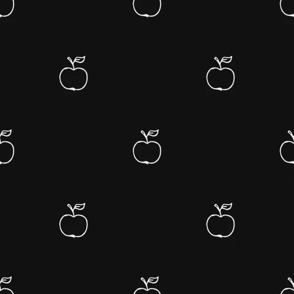 Apples Pattern Seamless Doodle Pattern Apples Black White Vector Illustration — Stockový vektor