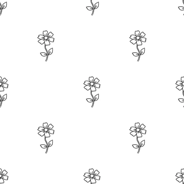 Seamless Floral Vector Pattern Doodle Vector Floral Pattern White Background — Vettoriale Stock