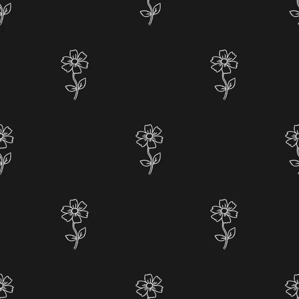 Seamless Floral Vector Pattern Doodle Vector Floral Pattern Black Background — Stok Vektör