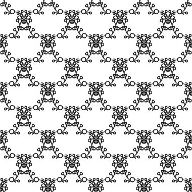 Siyah arka planda çiçek süsü olan karalama vektörü. Kusursuz çiçek vektör deseni. Klasik çiçek dekoru, tatlı elementler projeniz, menünüz, kafe dükkanınız için arka plan