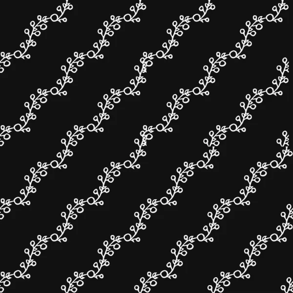 Siyah arka planda çiçek süsü olan karalama vektörü. Kusursuz çiçek vektör deseni. Klasik çiçek dekoru, tatlı elementler projeniz, menünüz, kafe dükkanınız için arka plan