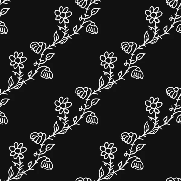 Seamless Floral Wallpaper Doodle Vector Floral Ornament Vintage Floral Decor — Stok Vektör