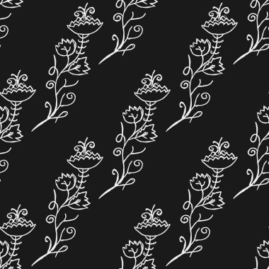Kusursuz çiçek desenli duvar kağıdı. Çiçek süslemeli karalama vektörü. Klasik çiçek dekoru