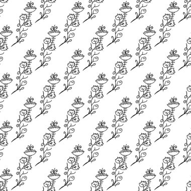 Seamless floral wallpaper. Doodle vector with floral ornament. Vintage floral decor