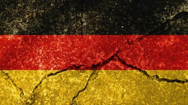 Almanya bayrağı. Kırık beton duvarda Almanya bayrağı