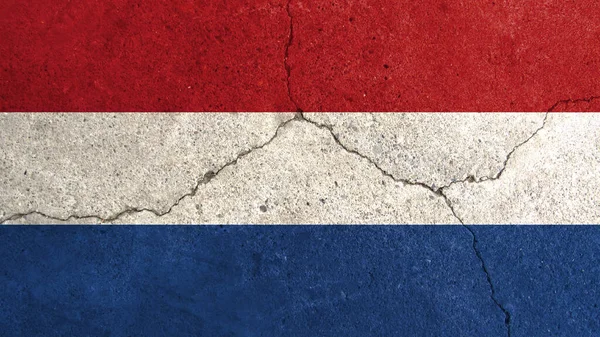 Netherlands Flag Netherlands Flag Cracked Cement Wall — Φωτογραφία Αρχείου