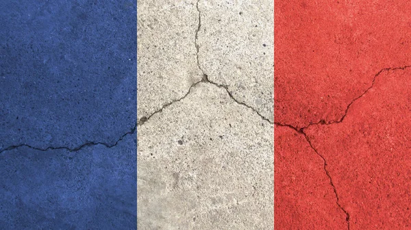 Frankrikes Flagga Frankrike Flagga Sprucken Cementvägg — Stockfoto