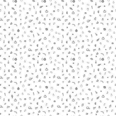 Kusursuz yemek kalıbı. Yiyecek ikonlarıyla karalama deseni. Gıda arkaplanı