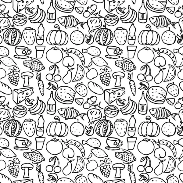 Kusursuz yemek kalıbı. Yiyecek ikonlarıyla karalama deseni. Gıda arkaplanı