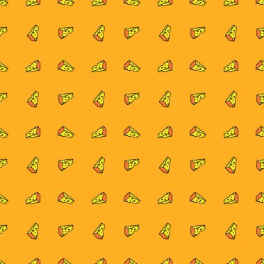 Kusursuz peynir deseni. Peynir simgeleriyle karalama vektör deseni. Renkli peynir arkaplanı