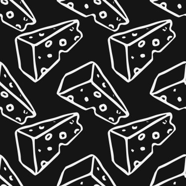 Kusursuz peynir deseni. Peynir simgeleriyle karalama vektör deseni. peynir arkaplanı