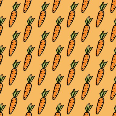 Kusursuz havuç deseni. Havuçlu vektör çizimi. Havuçlu desen