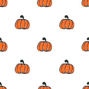 Balkabağı deseni. Kabak ikonlu kusursuz karalama vektörü. Eski balkabağı deseni