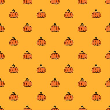 Balkabağı deseni. Kabak ikonlu kusursuz karalama vektörü. Eski balkabağı deseni