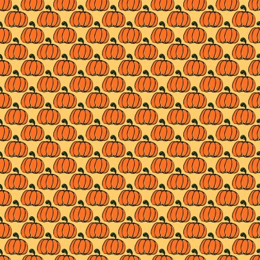 Balkabağı deseni. Kabak ikonlu kusursuz karalama vektörü. Eski balkabağı deseni