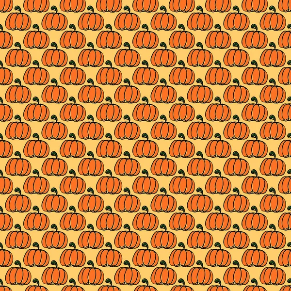 Patrón Calabaza Seamless Doodle Vector Con Iconos Calabaza Patrón Calabazas — Archivo Imágenes Vectoriales