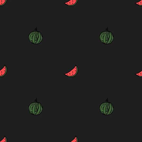 Seamless Watermelon Pattern Vector Doodle Illustration Watermelon Pattern Red Watermelon — Image vectorielle