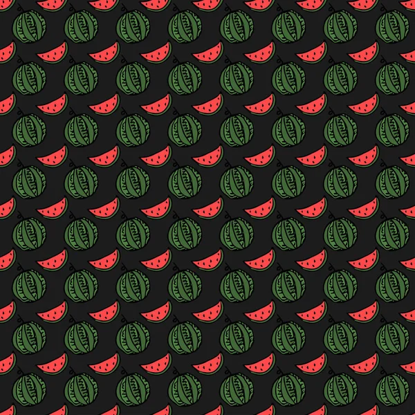 Seamless Watermelon Pattern Vector Doodle Illustration Watermelon Pattern Red Watermelon — Stockvektor