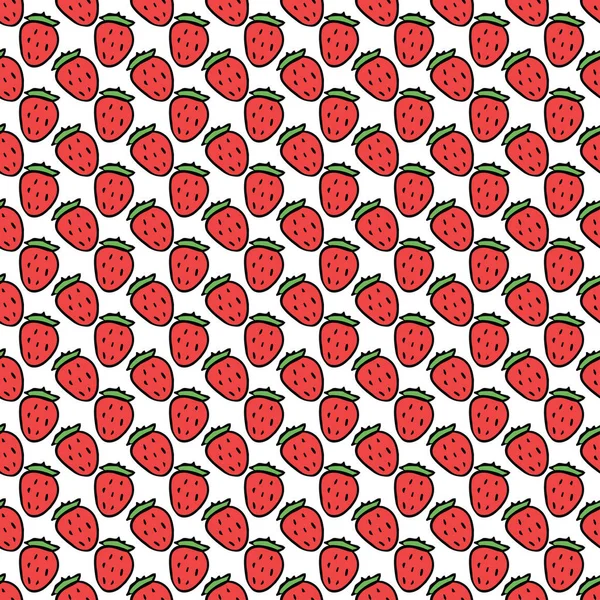 Μοτίβο Φραουλών Χωρίς Ραφή Doodle Διάνυσμα Κόκκινες Φράουλες Εικονίδια Μοτίβο — Διανυσματικό Αρχείο