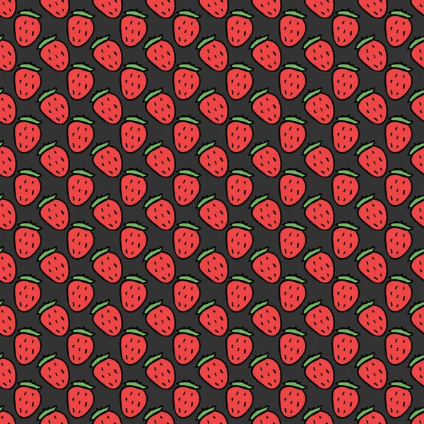 Μοτίβο Φραουλών Χωρίς Ραφή Doodle Διάνυσμα Κόκκινες Φράουλες Εικονίδια Μοτίβο — Διανυσματικό Αρχείο