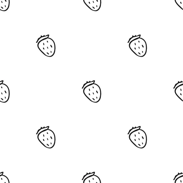 Patrón Fresas Sin Costuras Vector Doodle Con Iconos Fresas Patrón — Archivo Imágenes Vectoriales