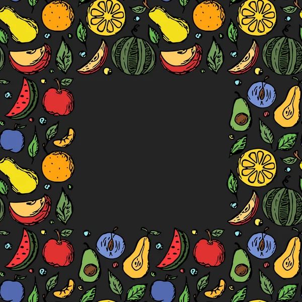 Frutas Padrão Frutas Sem Costura Com Lugar Para Texto Ilustração —  Vetores de Stock