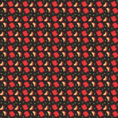 Kusursuz elma deseni. Kırmızı elmalarla renksiz karalama deseni