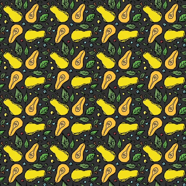 Seamless Pear Pattern Colored Pear Background Doodle Vector Illustration Fruits — Stock Vector