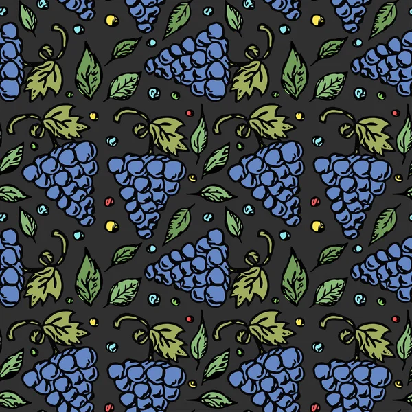 Kusursuz üzüm deseni. Üzüm ikonlu Doodle vektörü. Vintage üzüm deseni