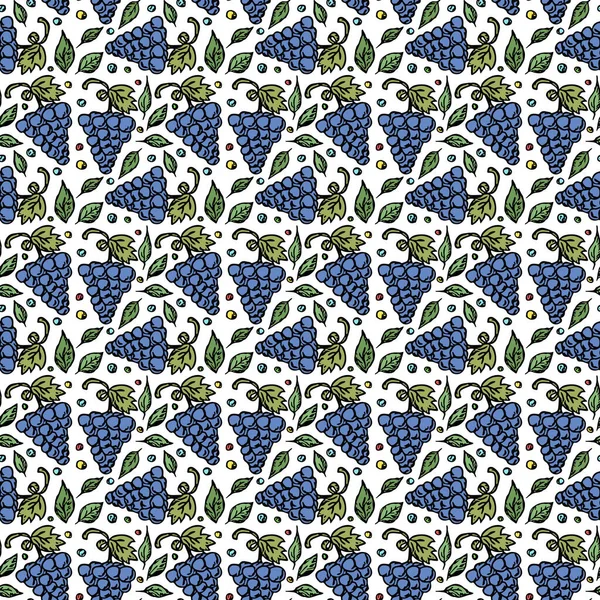 Kusursuz üzüm deseni. Üzüm ikonlu Doodle vektörü. Vintage üzüm deseni