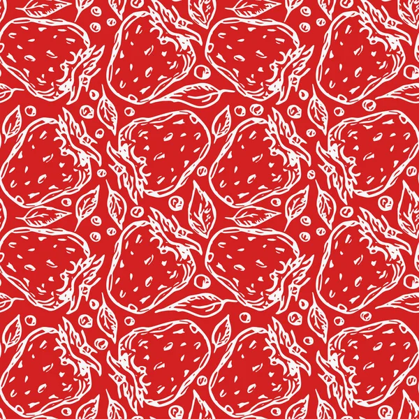 Seamless Strawberry Pattern Doodle Vector Strawberries Icons Vintage Strawberries Pattern — Stock Vector