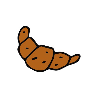 Kruvasan ikonu. Kruvasan ile karalama vektör çizimi