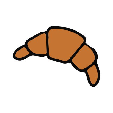 Kruvasan ikonu. Kruvasan ile karalama vektör çizimi