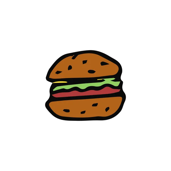 Ikon Burger Vektor Sederhana Ikon Makanan - Stok Vektor
