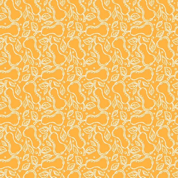 Kusursuz armut deseni. Siyah beyaz armut. Meyveli Doodle vektör illüstrasyonu