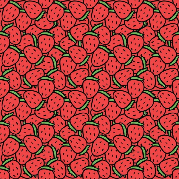 Modèle Fraise Sans Couture Doodle Vecteur Avec Des Icônes Fraise — Image vectorielle