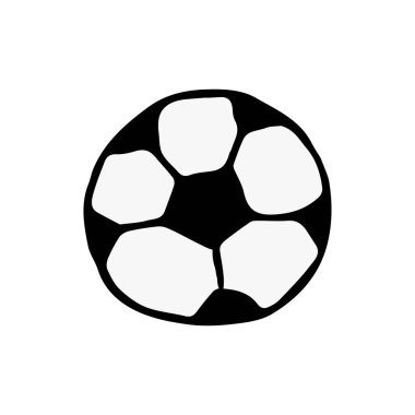 Futbol topu ikonu. Futbol topuyla Doodle vektör illüstrasyonu