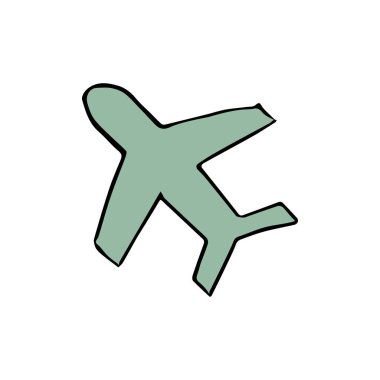 Uçak simgesi. Uçakla karalama vektörü illüstrasyonu